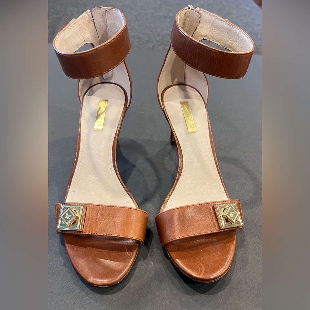 Louise Et Cie Strappy Leather Ankle Shoes Sz 9/39 in Tan Leather Inside & Out